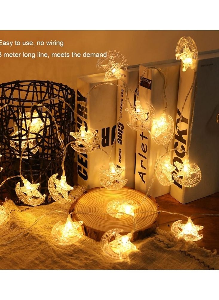Premium Ramadan Crescent and Star String Lights with Warm LED Glow for Home Decoration - Image 2